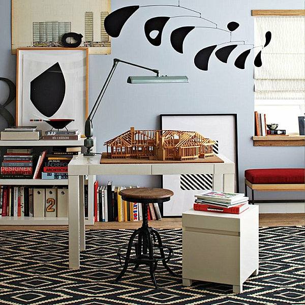 modernes-Kabinett-weißer-Schreibtisch-Wanddeko