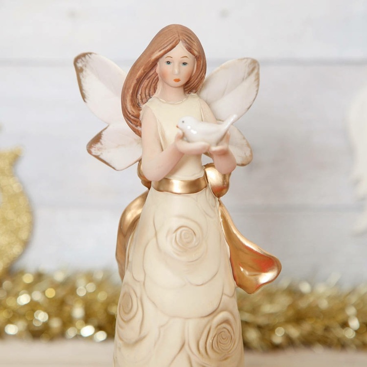 religiöse weihnachtsmotive engel keramik idee kleid rosen weiss gold