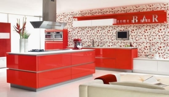 rote Küche-moderne Kücheneinrichtung