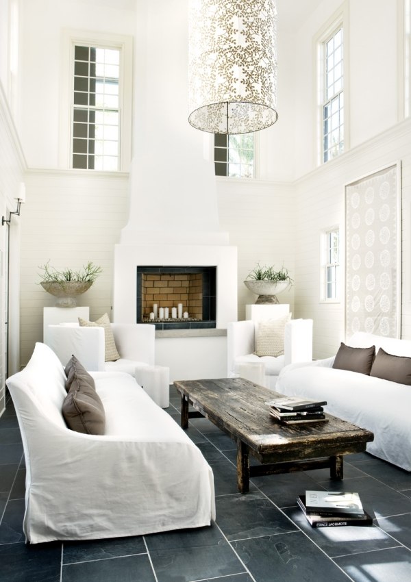 rustikales-weißes-Wohnzimmer-Design