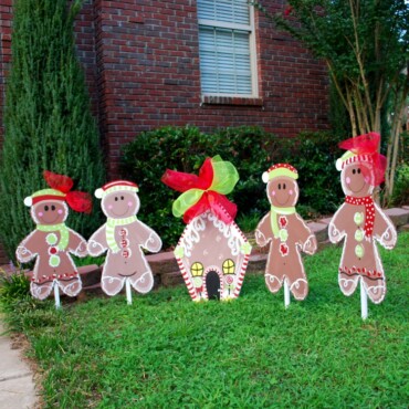 weihnachtsdeko für außen lebkuchen figuren pappe idee garten