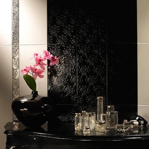 Dekorative Bad Fliesen Aspiro florales design schwarz