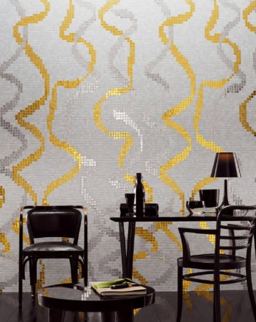 Dekorative wandfliesen goldene schleifen abstrakt glas mosaik