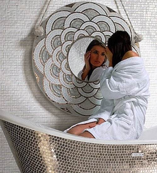 Glas Mosaikfliesen sicis spiegel dekoration badewanne