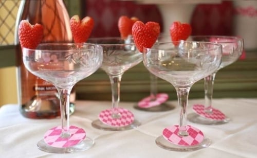 Gläser Deko-Erdbeeren Valentinstag