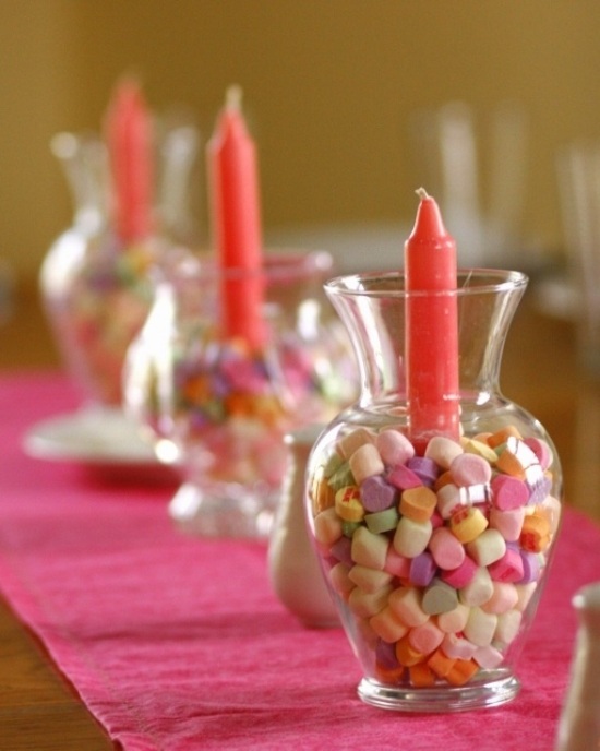 IdIdeen Tischdeko Valentinstag glas vase bonbons kerze