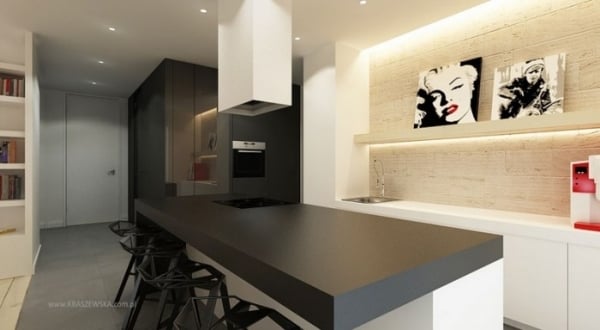 Küchen Design schwarze minimalistische Küche-Marylyn Monroe