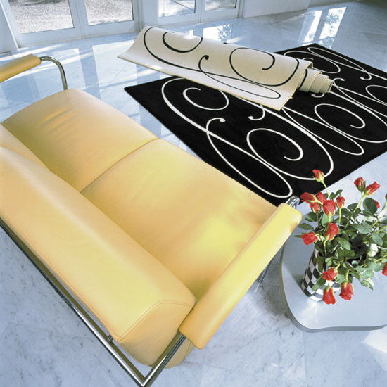 Luxuriöses Teppich Design Weiß Schwarz