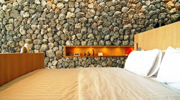 Naturstein Wandverkleidung Schlafzimmer-eingebaute Regal