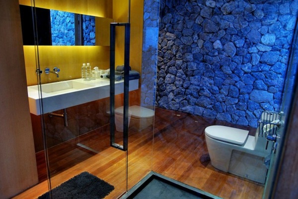 Natursteinwand-modernes Badezimmer Gestaltung