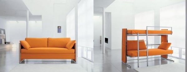 Platzsparende Möbel sofa transformiert hochbett