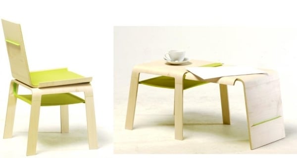 Platzsparende Möbel transformierender stuhl tisch