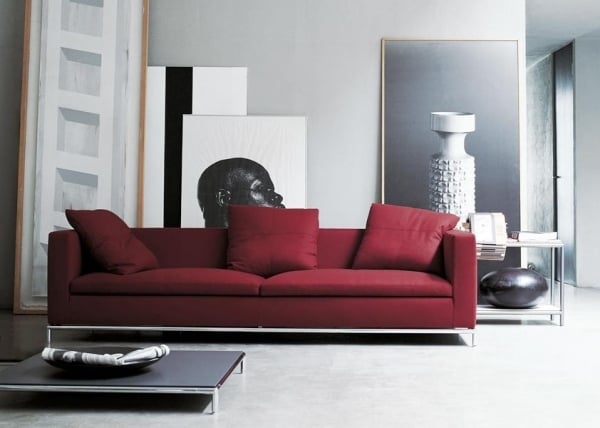 Rotes Sofa-Wohnzimmer moderne Einrichtung 