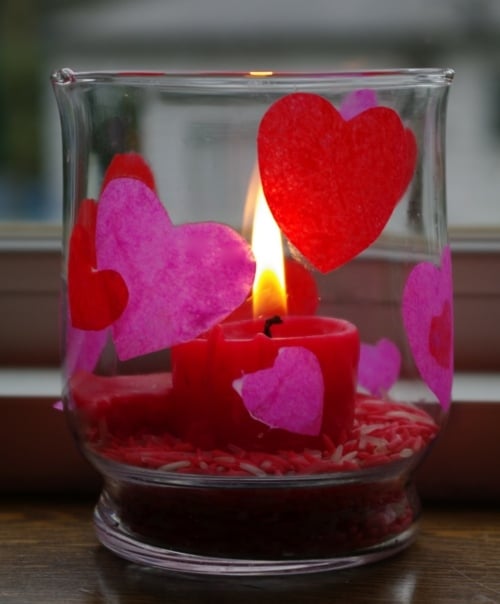 Valentinstag Kerzen dekorieren
