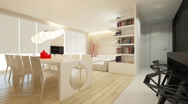 Weißer Esstisch-Stühle Wohnzimmer
