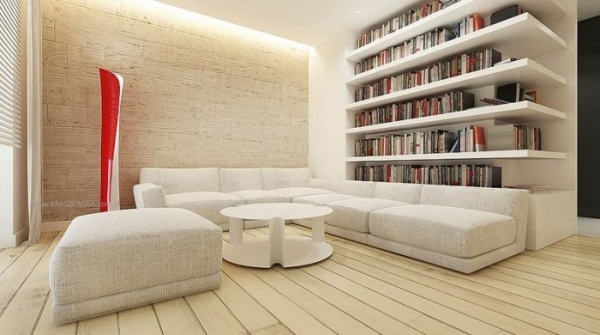 Hausbibliothek weißes Wohnzimmer