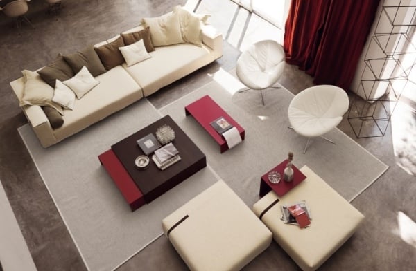 Wohnzimmer Design-weiß-Lila Sofas Sessel