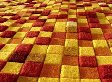 Wollteppich Design Gelb Rot Hell-Teppich
