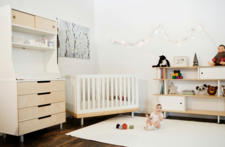 babyzimmer modern-beleuchtung-lichterkette-wickeltisch-skandinavisch