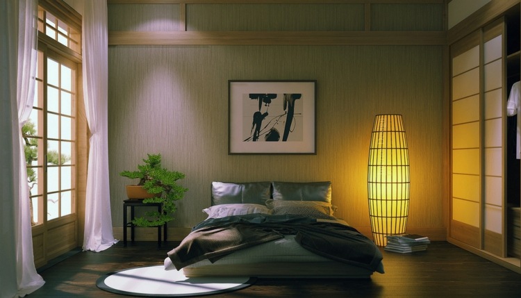 bonsai baum japanische einrichtung beistelltisch schlafzimmer lampe