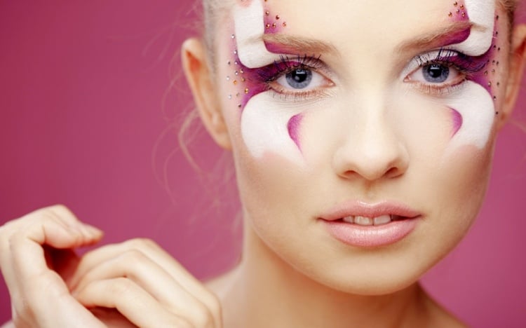 fasching karneval kunst gesicht rosa weiss romantisch look