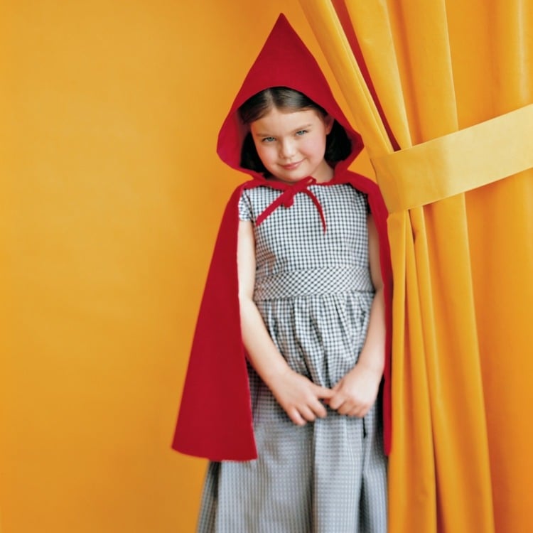 fasching-kostüme für kinder rotkaeppchen kapuze filz idee kleid kariert