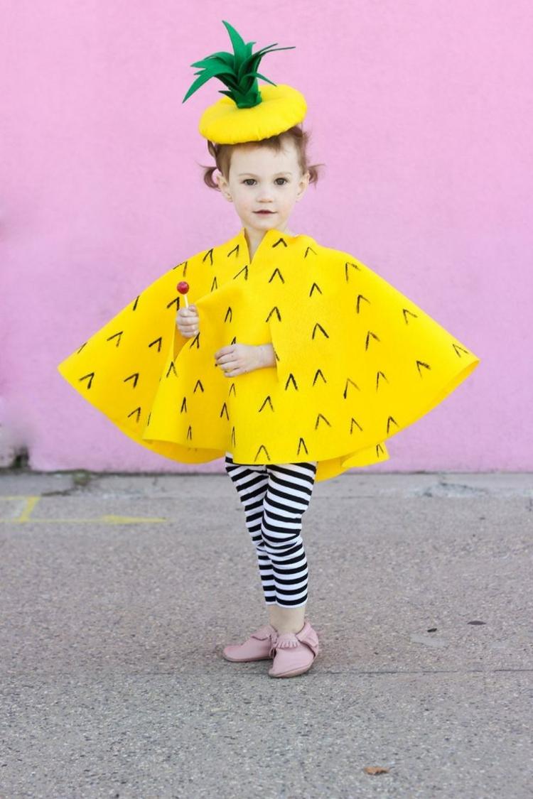 fasching kostüme für kinder ananas-idee-umhang-regen-gestalten-gelb
