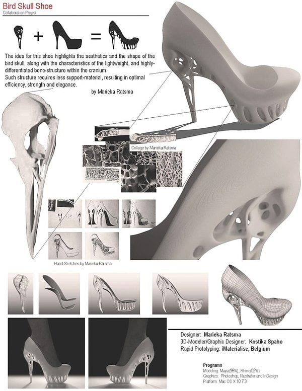 high heels designer Marieka Ratsma inspiration vogel knochen biomimikry