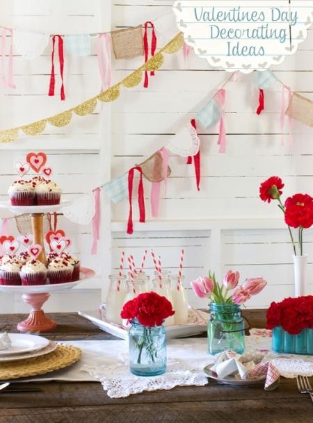interessante ideen für party dekoration valentinstag blumen