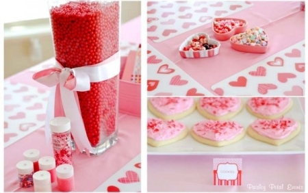 interessante ideen für party dekoration valentinstag cookies