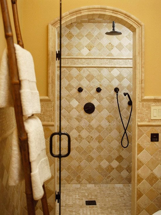 kreative ideen für begehbare dusche orientalisch