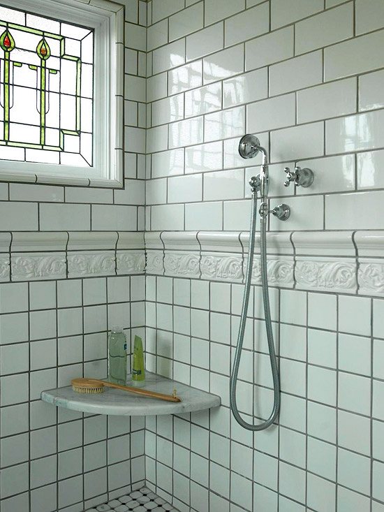 kreative ideen für begehbare dusche retro design