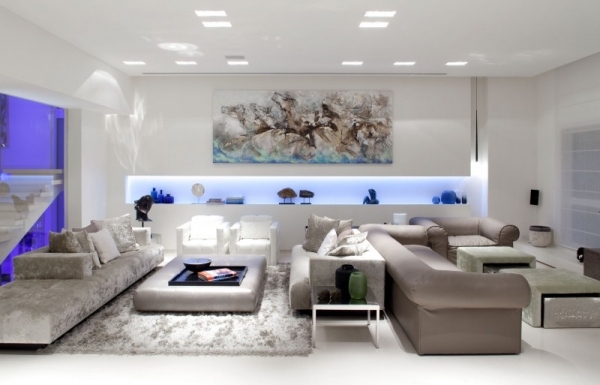 mediterrane einrichtung moderne lichtinstallationen blau wohnzimmer