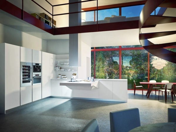 minimalistische Küche-weiß Einbauküche Einrichtung
