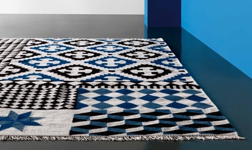 moderne teppiche gan rugs flickenteppich blau schwarz weiß