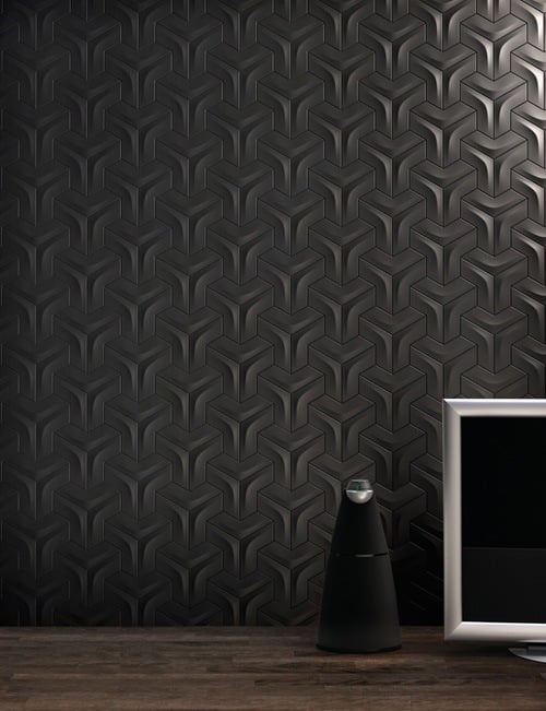 moderne wandverkleidung mit geometrischen mustern schwarz