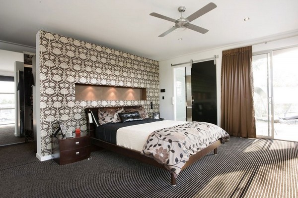 braunes Schlafzimmer einrichten kreative Wandgestaltung