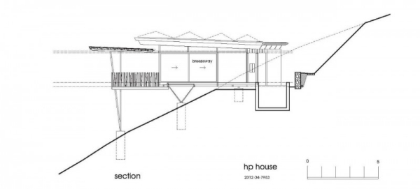 modernes waldhaus mmp architects  plan querschnitt hang