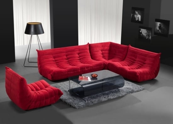 einrichtungsideen für rot im wohnzummer sofa sessel