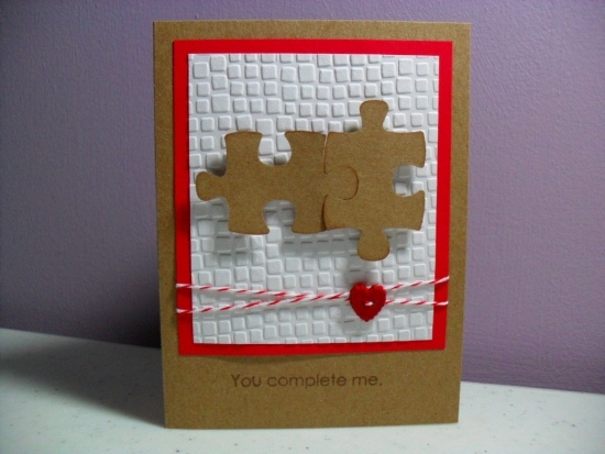 romantische ideen Valentinstag puzzle stücke karten basteln