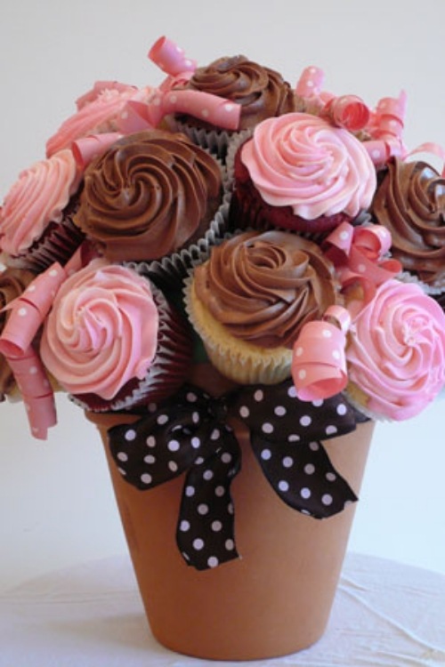 süße Ideen Valentinstag cupcakes strauß