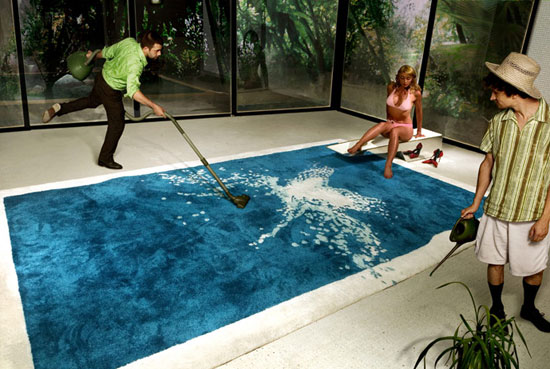 teppich design Grand Splatch schwimmbad blau quadratisch