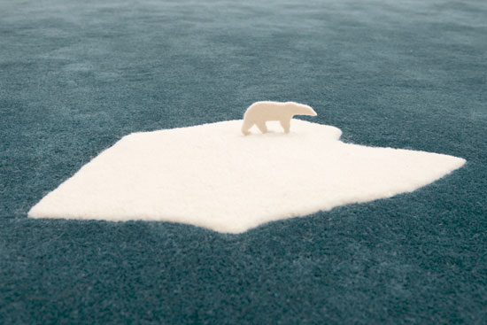 teppich design blau polarbär globale erwärmung idee