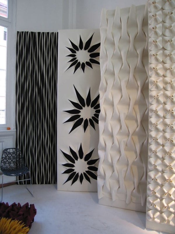 Akustische Wand Deko-Schwarz Weiß Blumenmuster Design