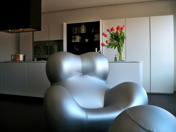 Armsofa-grau Silbern Wohnzimmer Design