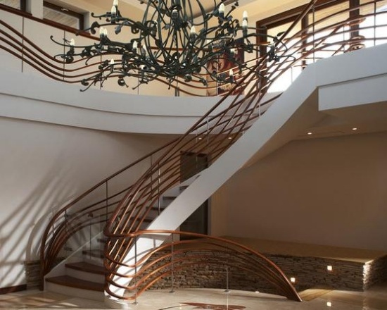 Beton Treppe Holzgeländer Handgefertigt Moskau Design