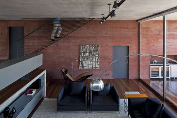 Betonhaus Sao Paolo Innenarchitektur-Stahltreppendesign