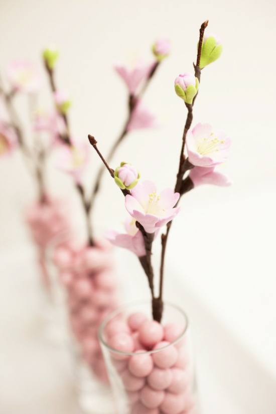 Blühende Kirschzweige Tischdeko Ideen Frühling