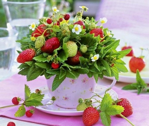 Erdbeeren Tischdeko Frühling 