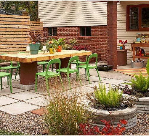 Gartengestaltung Terrasse-immergrüne Pflanzen